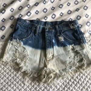 Bleach Ombré Dip Dyed Denim cutoffs Rustler 28